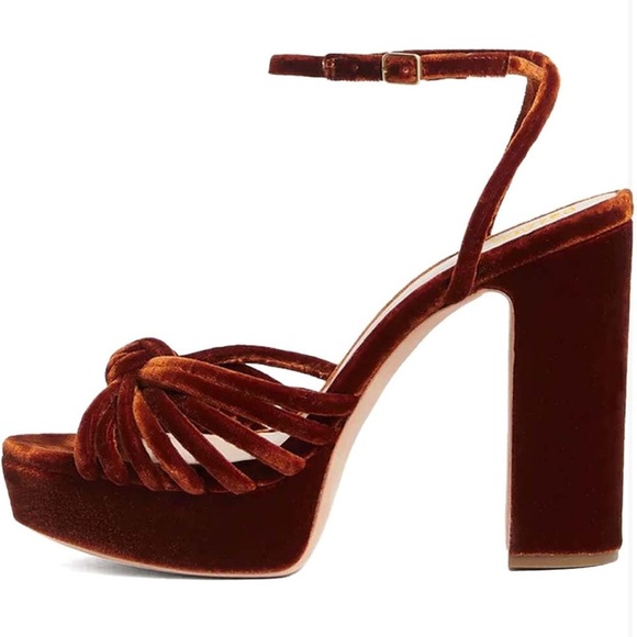 Suede Heels with Knot Detail and Ankle Strap - Picture 10 of 12